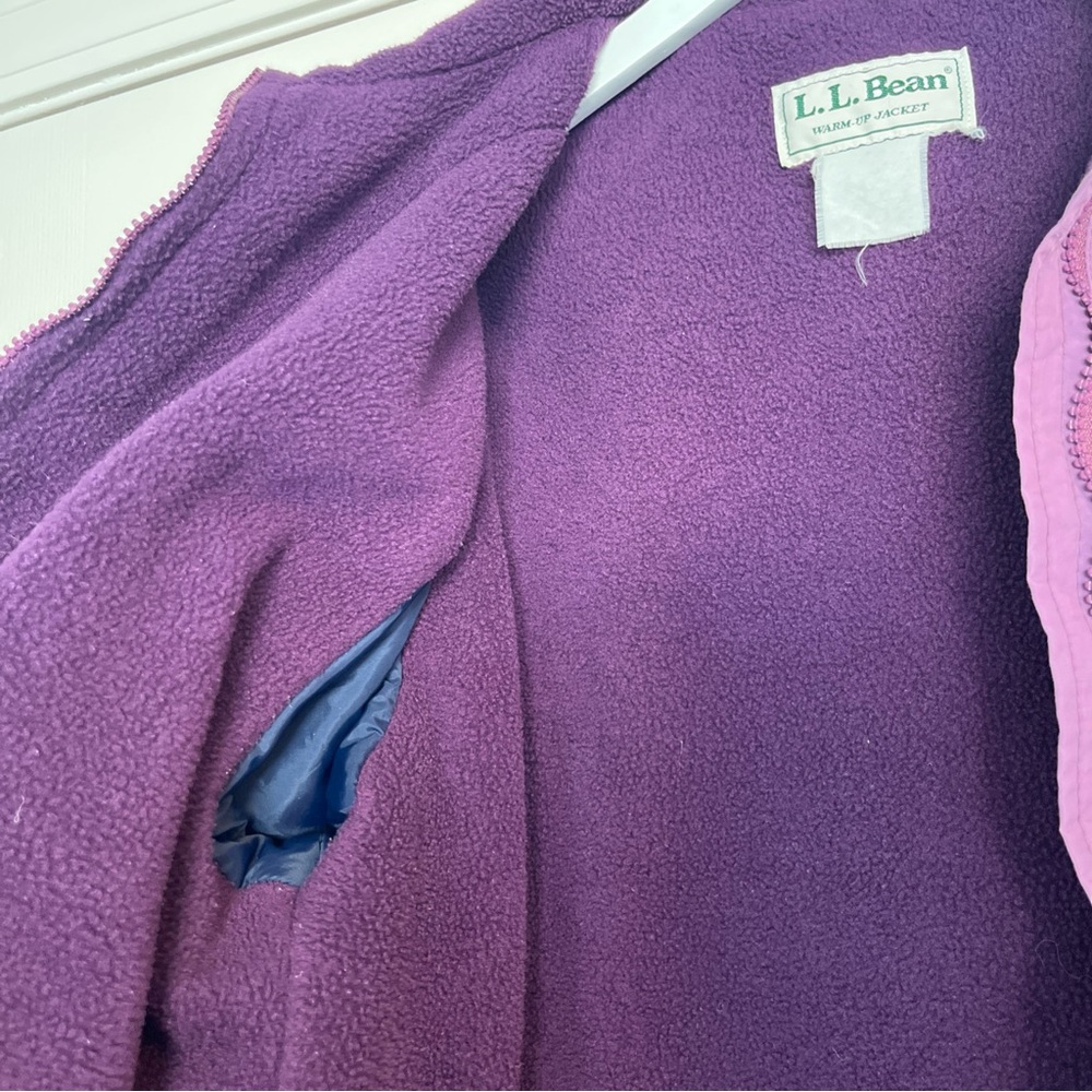 Vintage L.L. Bean Lavender Warm Up Jacket Full Zip Fleece Lined Pockets Warm - Picture 10 of 16